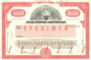 Texas Eastern Corporation - Specimen Stock Certificate